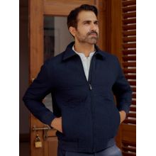 Andamen Men Indigo Cotton Regular Fit Bomber Jacket