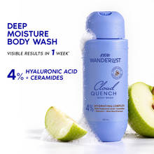Nykaa Wanderlust Cloud Quench 4% Hyaluronic Acid Ceramides Deep Moisture Body Wash, Green Apple Musk