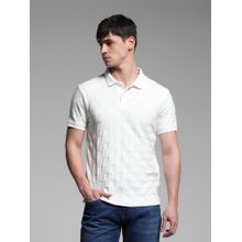 Jack & Jones Men White Checks Polo T-Shirt