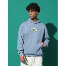 Griffel Graphic Blue Oversized Sky Blue Hoodie