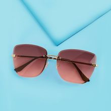 Carlton London Premium Pink & Gold Toned UV Protected Lens Rimless Sunglass for Women (140)
