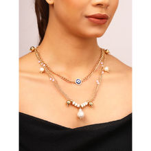 Priyaasi Two Layered Evil Eye Pearl Hanging Stylish Necklace