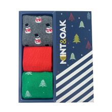 Mint & Oak Merry Crew Length Socks for Men, Pack of 3 - Multi-Color (Free Size)