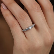 CLARA 925 Silver Rhodium Plated Swiss Zirconia Graduation Adjustable Ring For Women & Girls