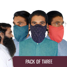 The Cover Up Project Cotton Reusable Face Mask For The Bearded Men (Bindu Re Bindu, Comet & Red Eye)