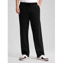 MANIAC Black Cotton Solid Baggy Trackpant