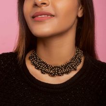 Toniq Black Trendy Beaded Choker Necklace For Women