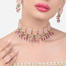 Zaveri Pearls Pink Green Stones Beads Kundan Necklace Earring & Ring Set-ZPFK15446