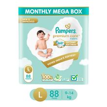 Pampers Premium Care Pants Diapers Monthly Box Pack - L (Pack of 88)