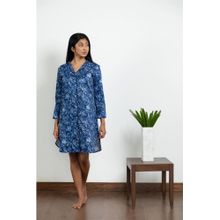 Forty Winks Always Neelima Navy Blue Cotton Sleepshirt