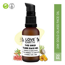 Love Earth 24K Gold Glass Face Oil for Skin Brightening Anti-Aging with Pure Essential Oils