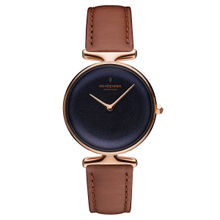 Nordgreen Unika Rainbow Black Dial With Brown Leather Watch Strap For Women