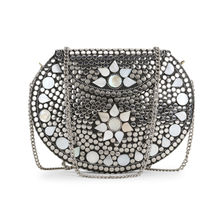 Anekaant Mosaic Silver and White Metal Floral Mosaic Clutch