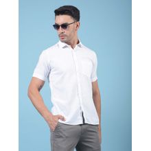 CRIMSOUNE CLUB Men Solid White Linen Shirt