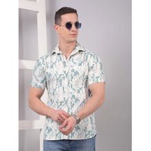 CRIMSOUNE CLUB Men Green Printed Linen Shirt