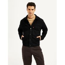 Levi's Mens Solid Black Spread Collar Jacket