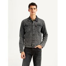 Levi's Mens Solid Charcoal-Grey Denim Jacket