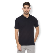 Van Heusen Sport Navy Blue Solid Polo T-Shirt