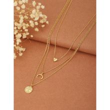 Carlton London Gold Plated Inline Heart Layered Necklace