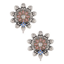 Tribe Amrapali Pink Blue Enamel Flower Chakra Ear Studs