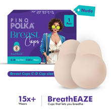 PINQ POLKA Breast Cups Nude Reusable Push Up Silicone Bra Boob Tape Skin Friendly