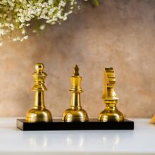 SG Home Golden Marble and Metal Chess Decor Accent Gold