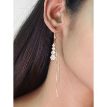 Ayesha Contemporary Diamante Studded Long Metallic Tassel Open-Hoop Earrings