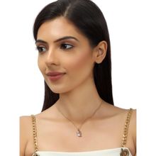 Accessher Rose Gold Plated Dolphin Ball American Diamond Pendant Necklace