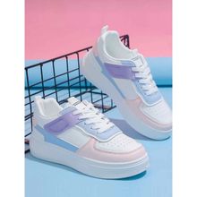 Shoetopia Women Pink Perforations Sneakers