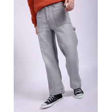The Indian Garage Co Men Baggy Solid Mid Rise Stretchable Jeans Grey