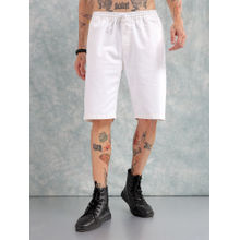 The Indian Garage Co Men Solid Mid Rise Denim Shorts White
