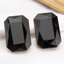 Crunchy Fashion Black Crystal Solitaire Stone Stud Earrings for Women