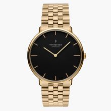 Nordgreen Native 36mm, Gold Black Dial with Gold 5-Link watch Strap