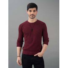 ROOKIES Burgundy Round Neck Pullover Sweater