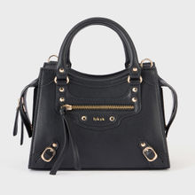 IYKYK by Nykaa Fashion Black Metal Detail Mini Handbag with Detachable Strap