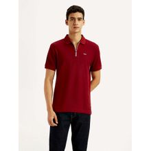 Levi's Men Red Cotton Collar Neck Slim Fit Polo T-Shirt