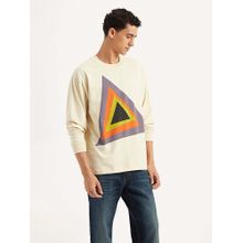 Levi's Men Beige Cotton Blend Round Neck Boxy Fit T-Shirt