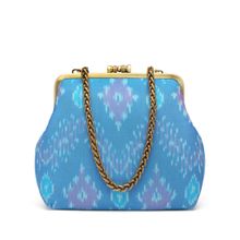 Praccessorii Silk Ikat Brocade Blue Clutch