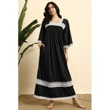 SEPHANI Black Cotton Printed Nightdress