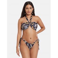G Heist Multi-Color Polyester Printed Bikini Top With Panty (Pack of 2)