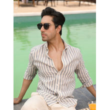 Perch Men Ocean Blue Stripes Linen Shirt