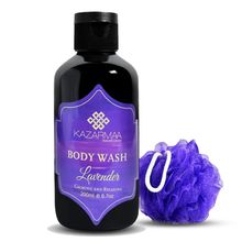 Kazarmaa Calming And Relaxing Lavender Shower Gel - Soap, Paraben & Silicone Free -with Loofah