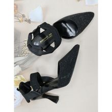 Ronnie Grey Women Black Embellished Sandal Heels