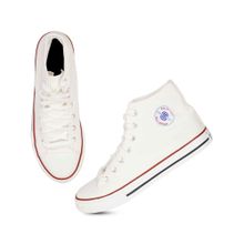 MOZAFIA Casual Comfortable Lifestyle White Mid Top Ankle Canvas Shoes