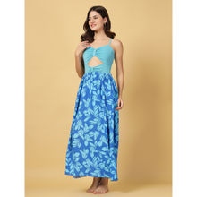 Cukoo Blue Padded Blue Floral Printed One-Piece with Cover-Up (Set of 2)