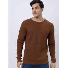 JadeBlue Brown Cotton Textured Regular Fit Sweatshirt