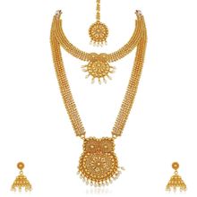 Peora 18K Golden Indian Traditional Gold Plated Wedding Bridal Dulhan Jewellery Set (PF04BR329)