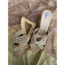 Fuchsia by Aashka Mehta Gold Embroidered Velvet Cut-out Heel Sliders