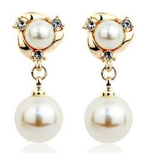 Fabula Gold Plated White Pearl Drop Earrings