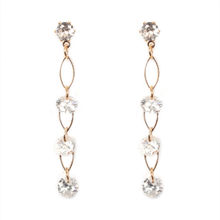 Ayesha Metallic Gold Crystal Studded Twisted Link Dangler Western Earrings For Girls, Women